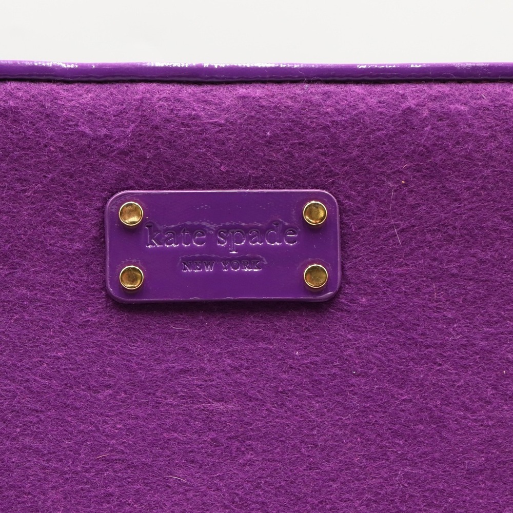 Kate Spade New York Purple Red Felt Colorblock 15.25"x11.25" Large Zipper Pouch - Picture 2 of 4